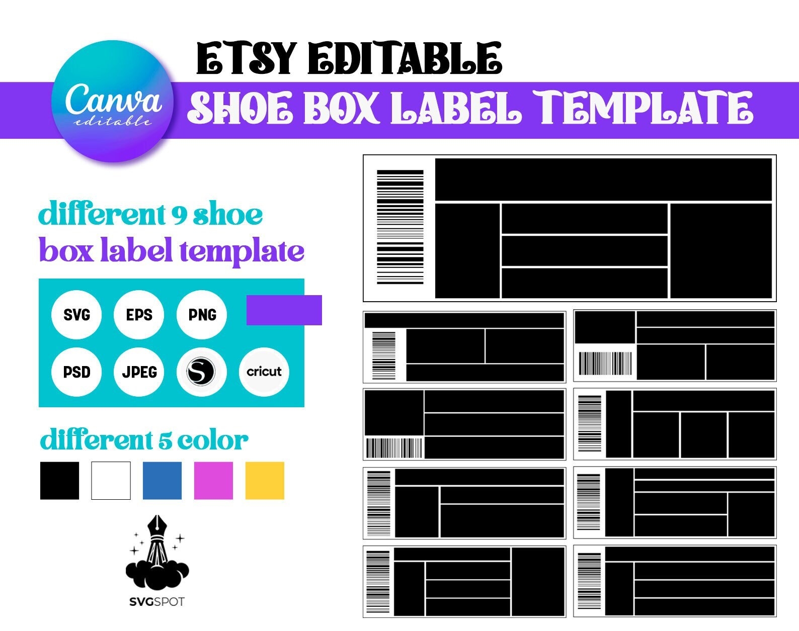 Shoe Box Label Template Template SVG Shoe Box Label SVG Printable Template Customize Label Template Instant Download All Colors Etsy