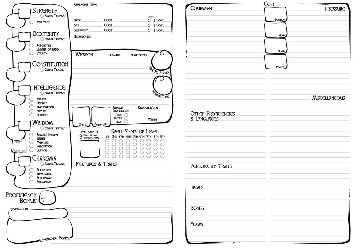 Shouting Into The Void D D5e Character Sheet