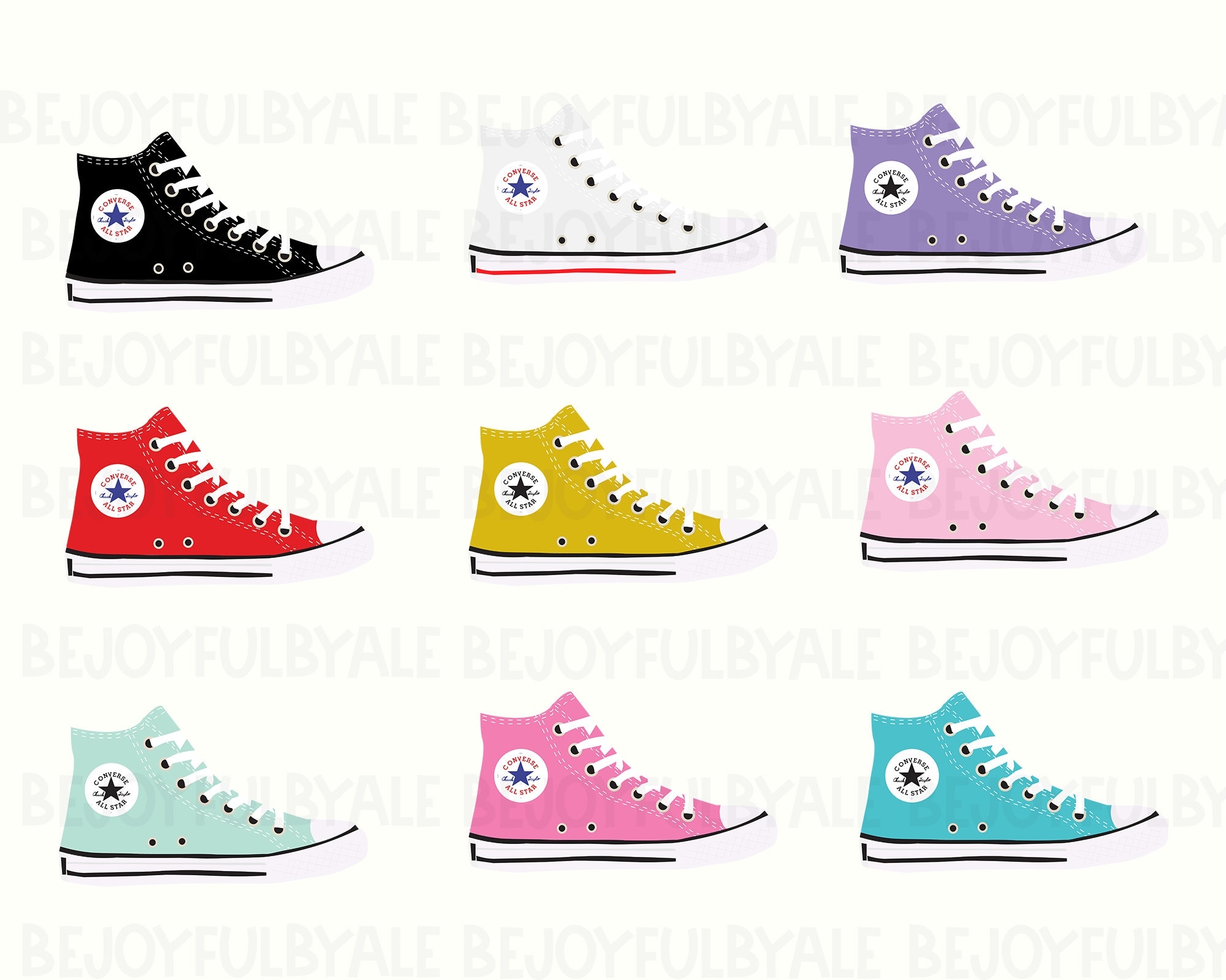Sneakers Shoes PNG Illustrations All Colours Converse Clipart Chuck Taylor Shoes Clipart Fashion Clipart 9 PNG Files Etsy