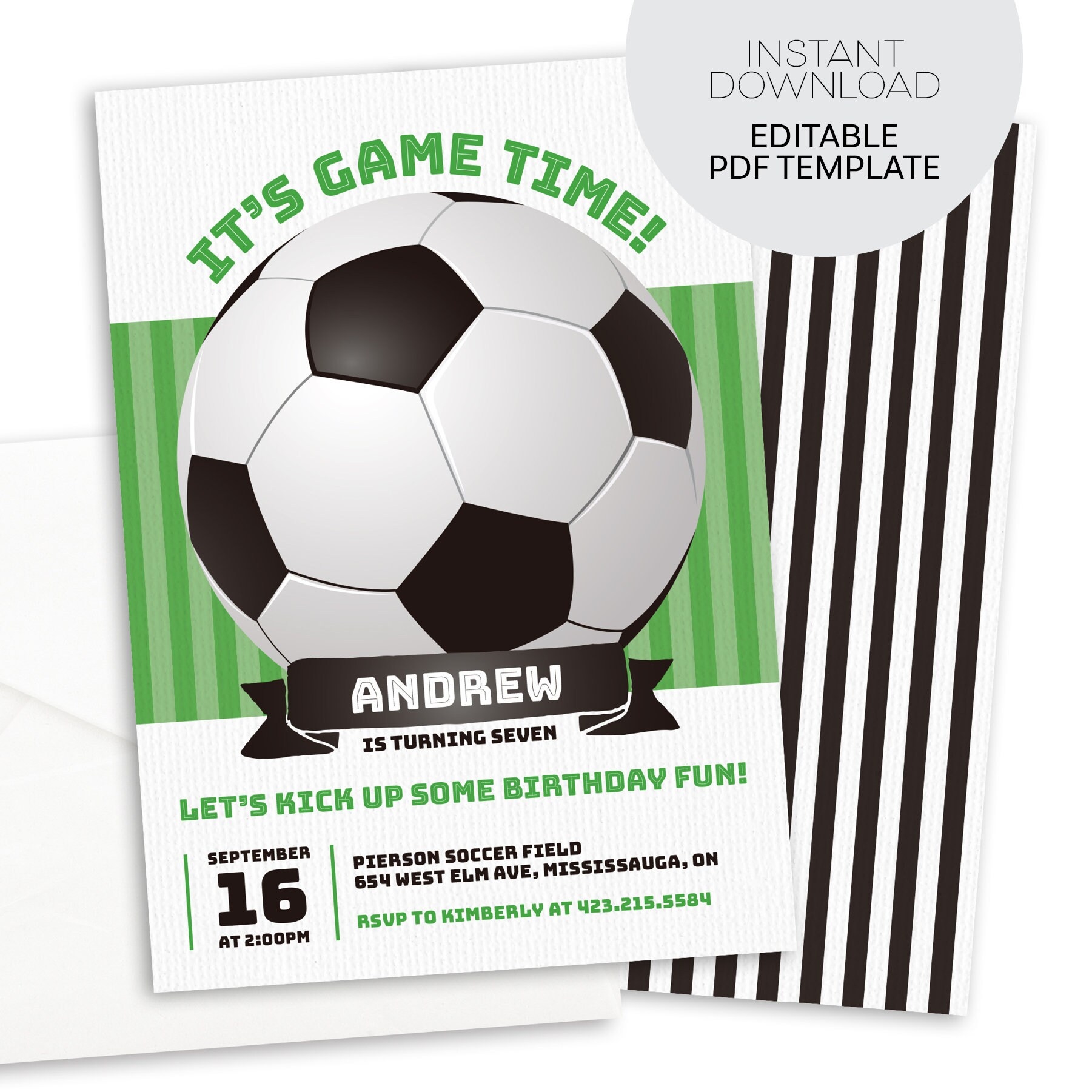 Soccer Invitation Printable Instant Download File Soccer Birthday Invitation Editable Football Invitation Digital Download Soccer Party Etsy