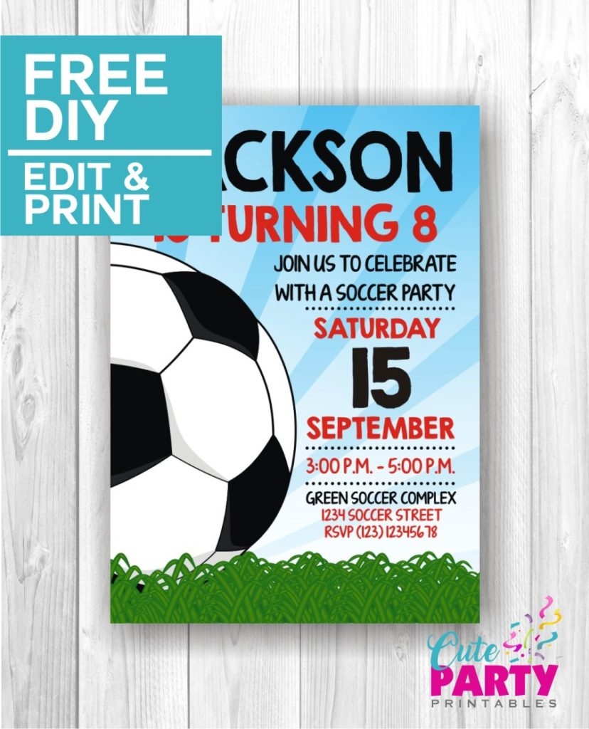Soccer Party Invitations Cute Party Printables