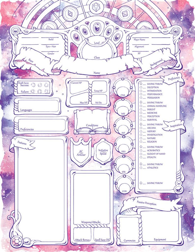 Printable 5th Edition Character Sheet 1.4