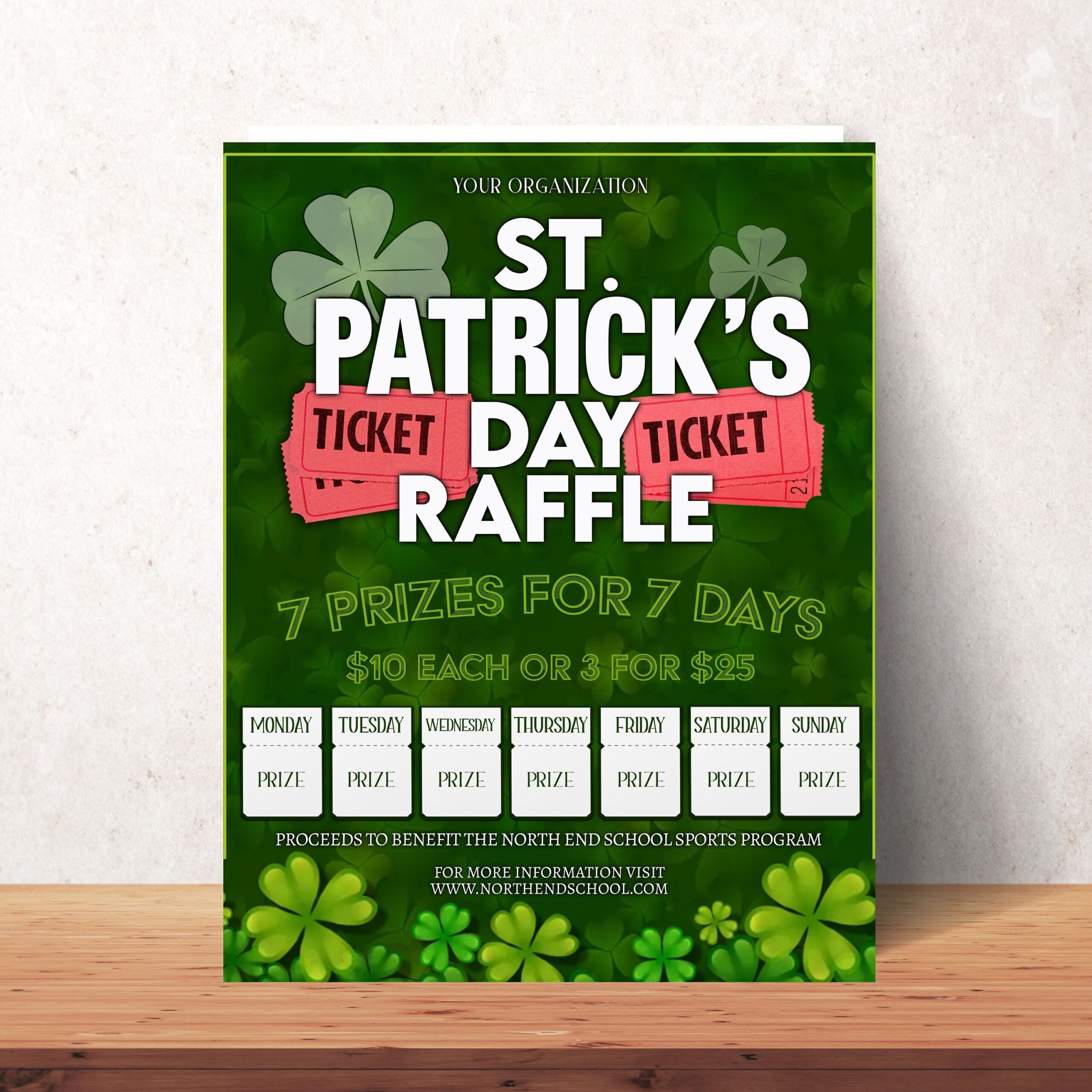 St Patrick's Day Raffle Ticket Printable Editable