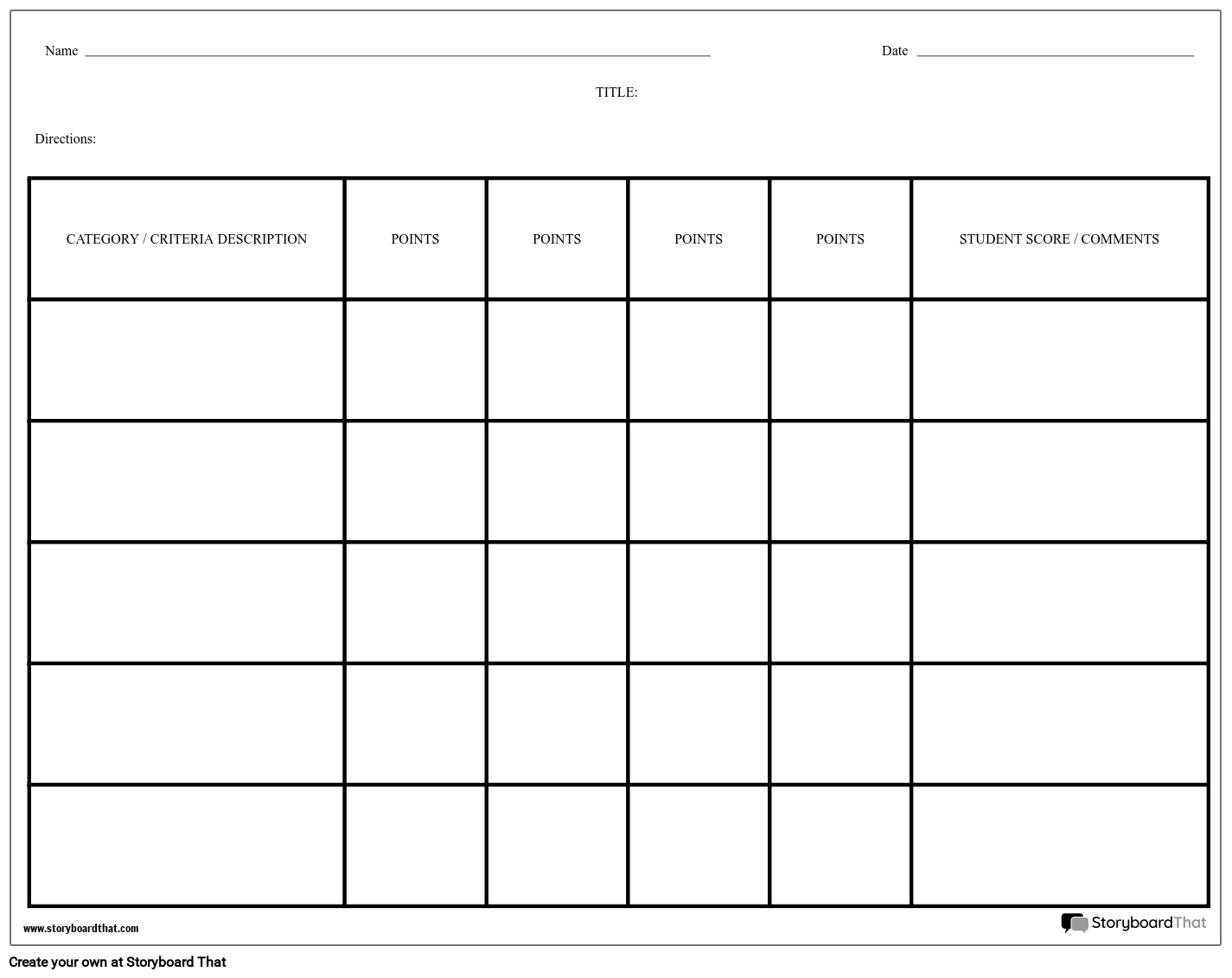 Printable And Editable Rubric Templates