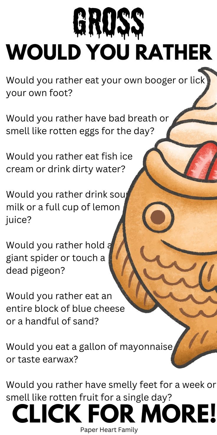 Super Gross Would You Rather Questions For Kids