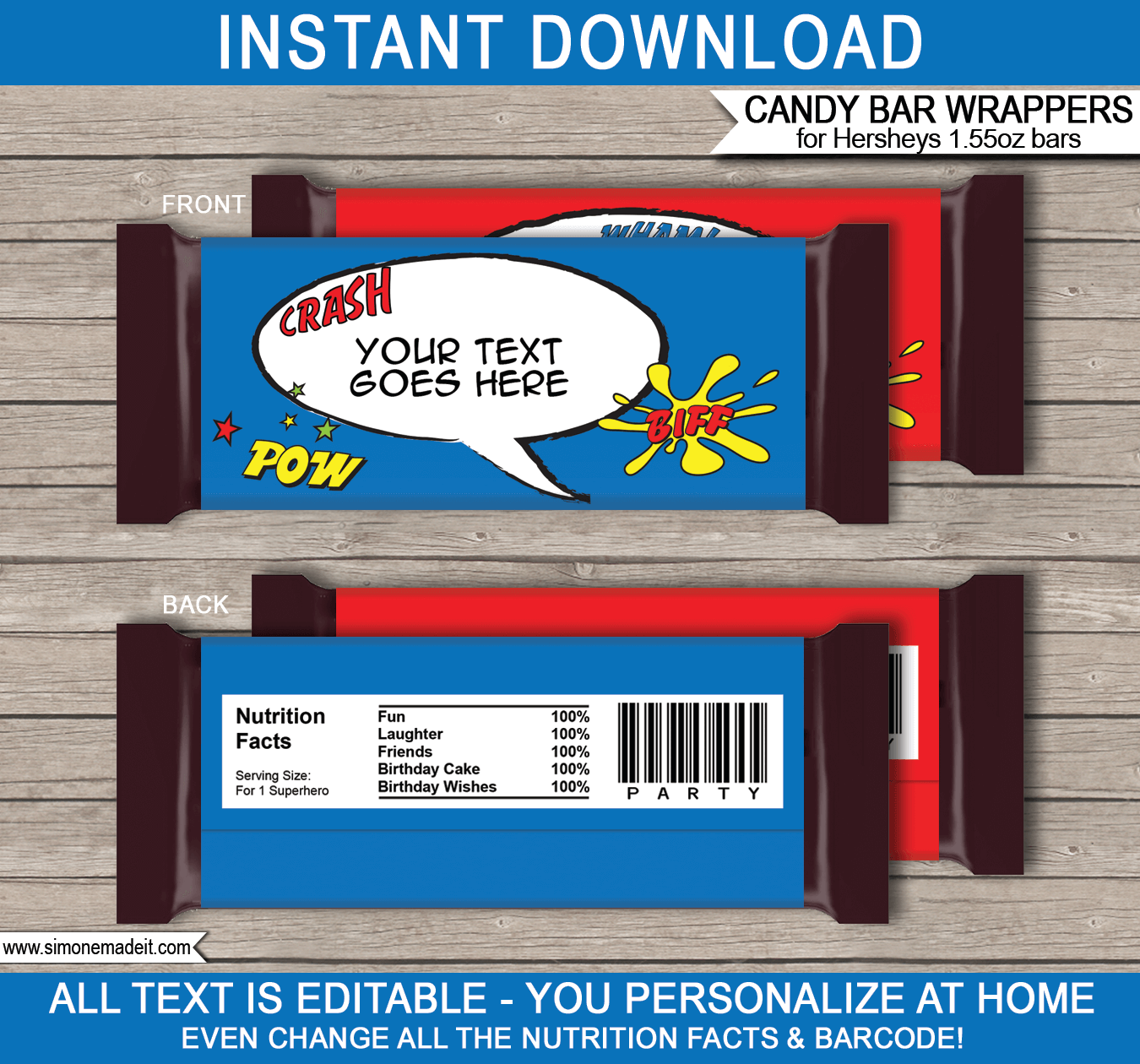 Candy Wrapper Editable Printable