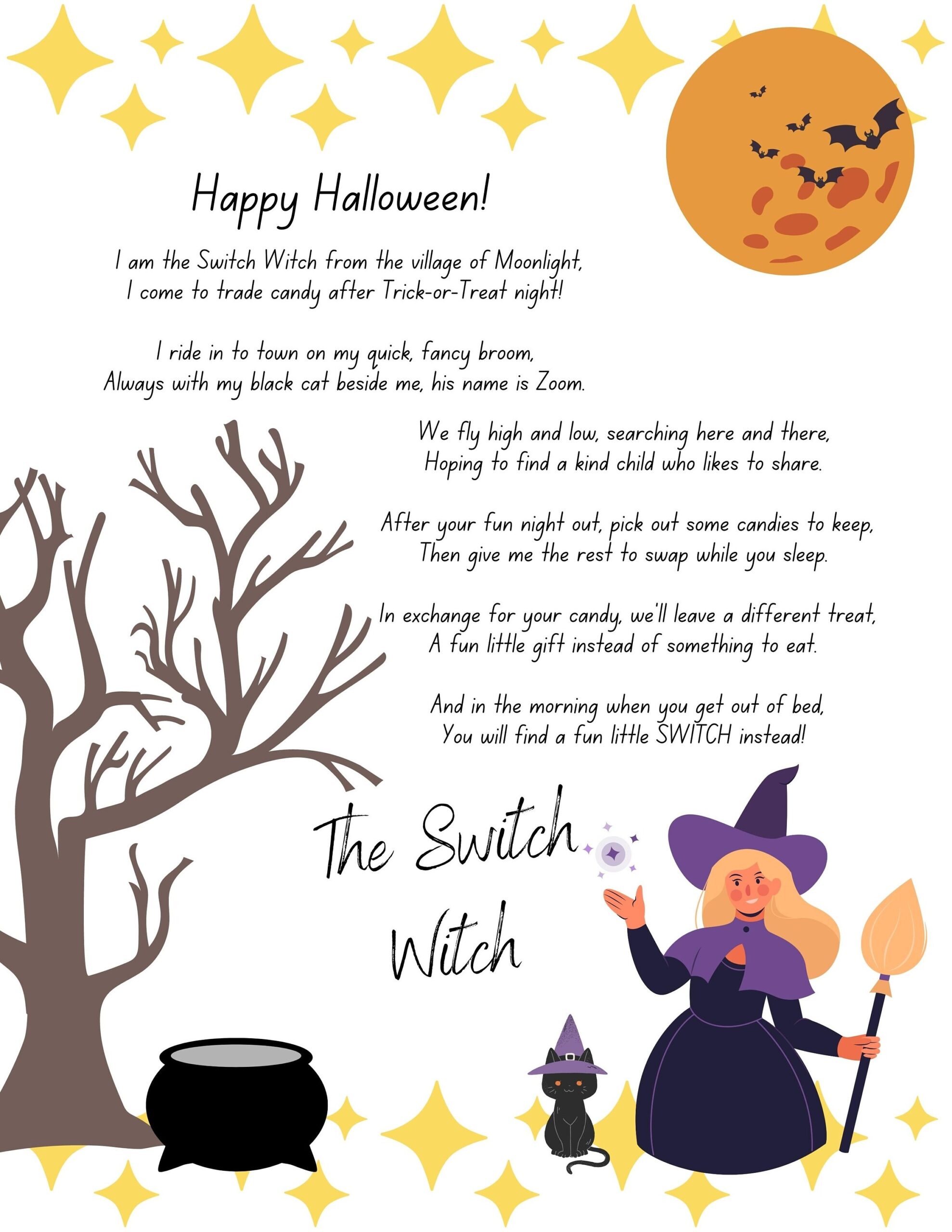 Switch Witch Letter Printable And Editable Template Etsy