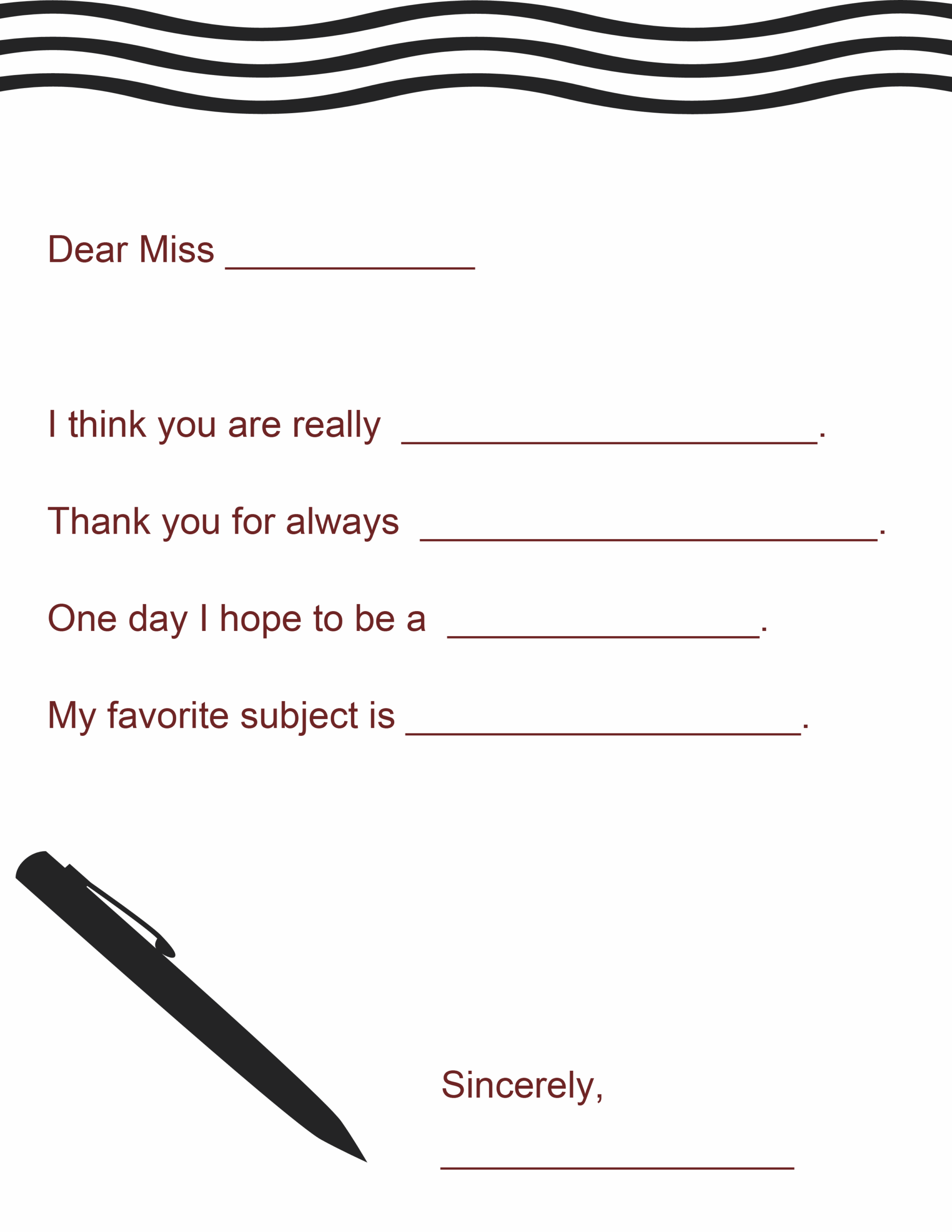 Teacher Appreciation Gift A Letter To Your Teacher Printable