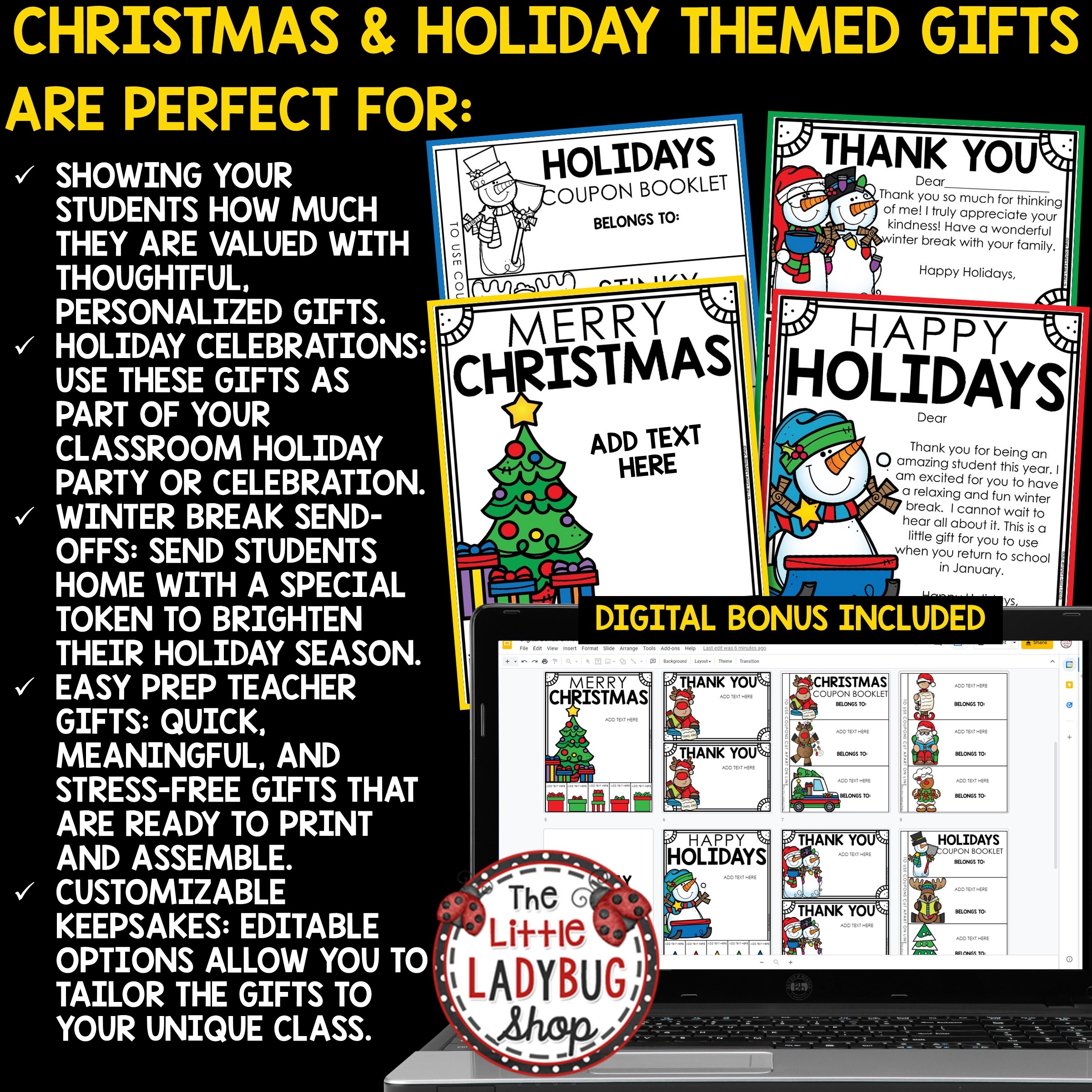 Classroom Printable Thank You Christmas Editable