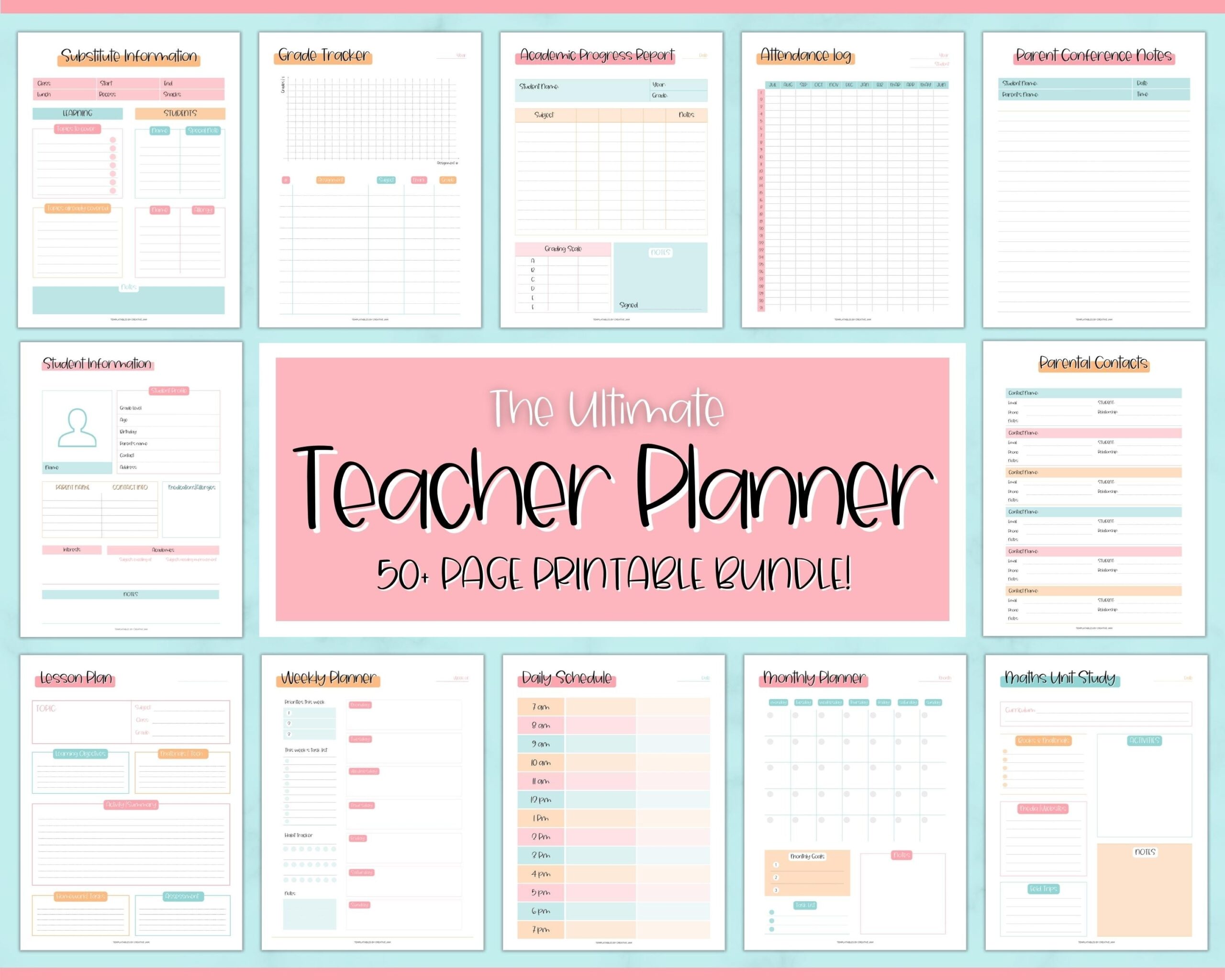 Editable Printable Teacher Planner