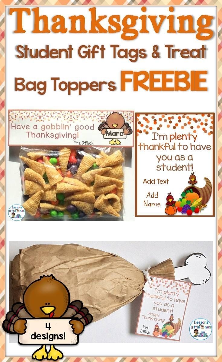Thanksgiving Student Gift Tags Treat Bag Toppers Free EDITABLE