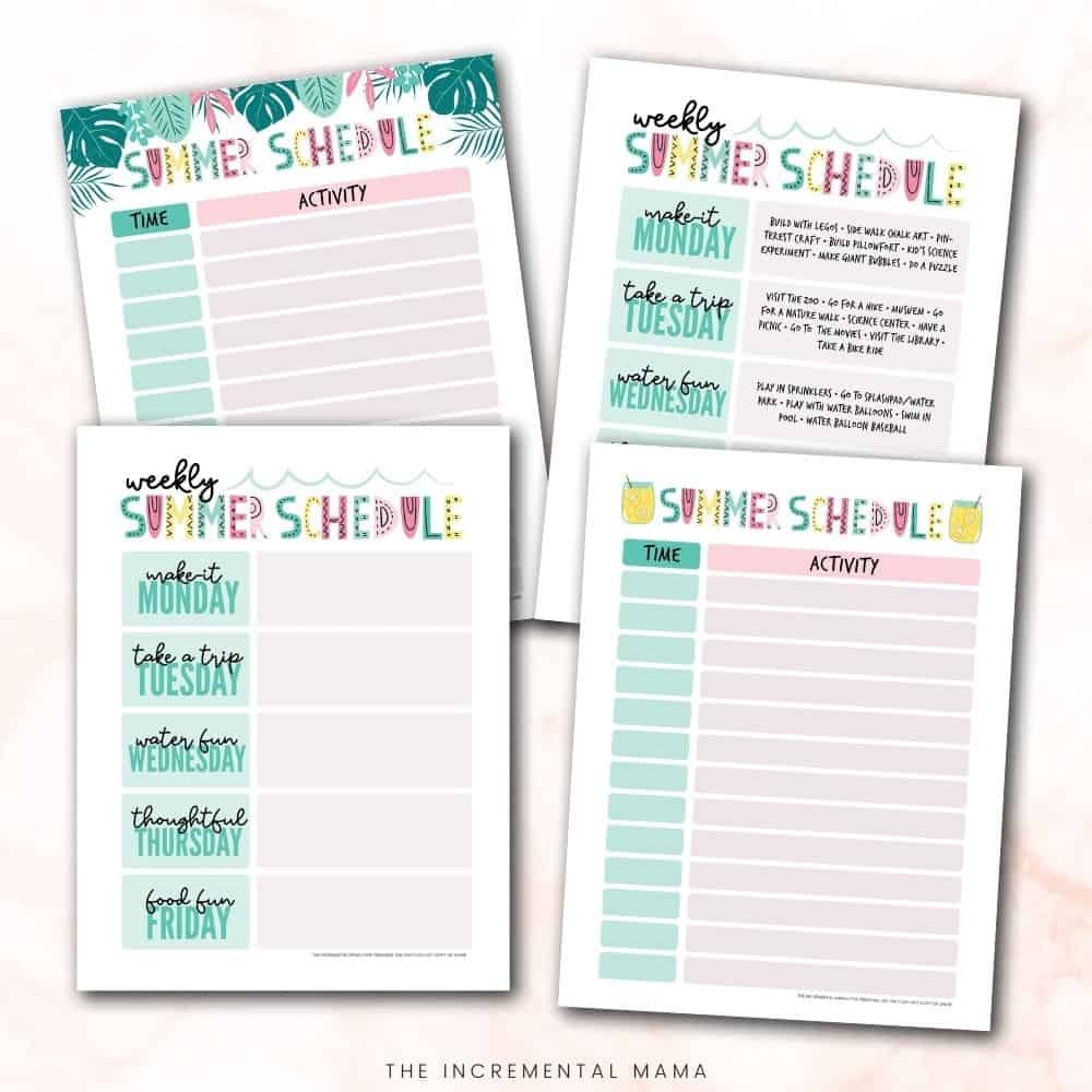 Editable Wekkly Summern Kids Menu Printable