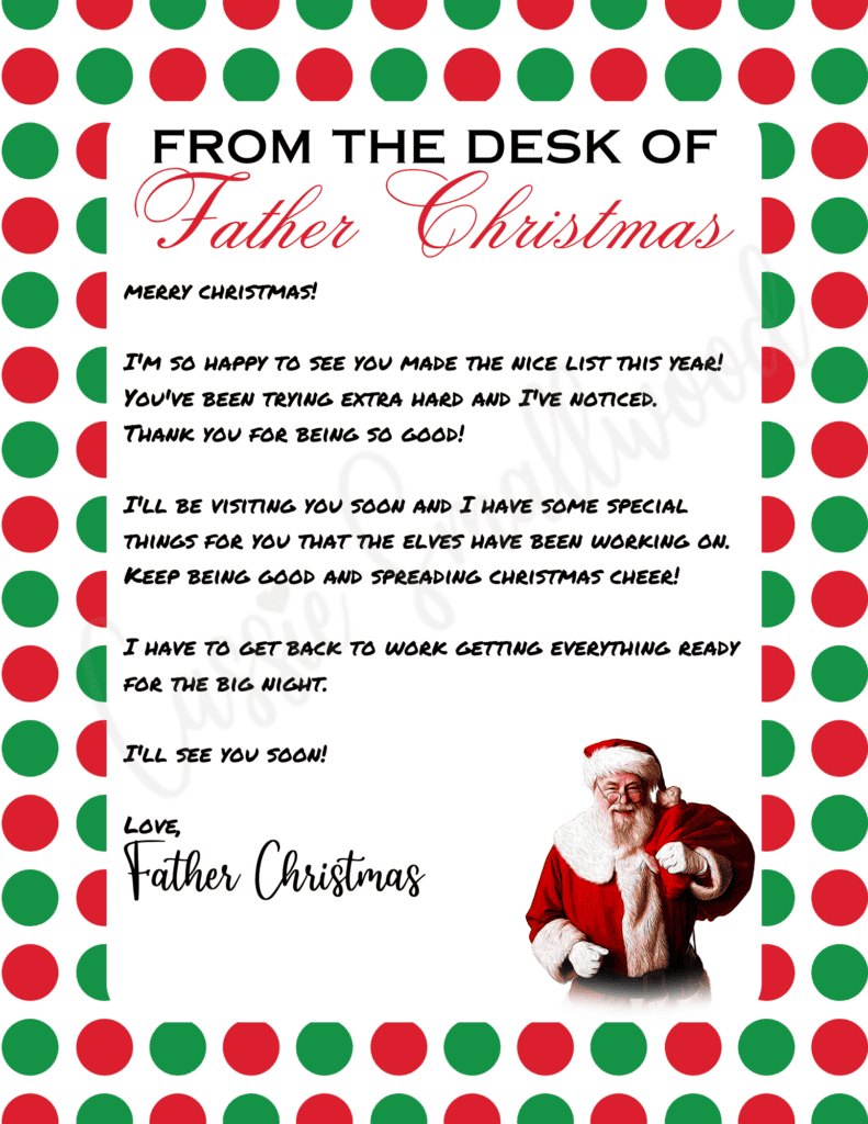 Editable And Printable Letter From Santa