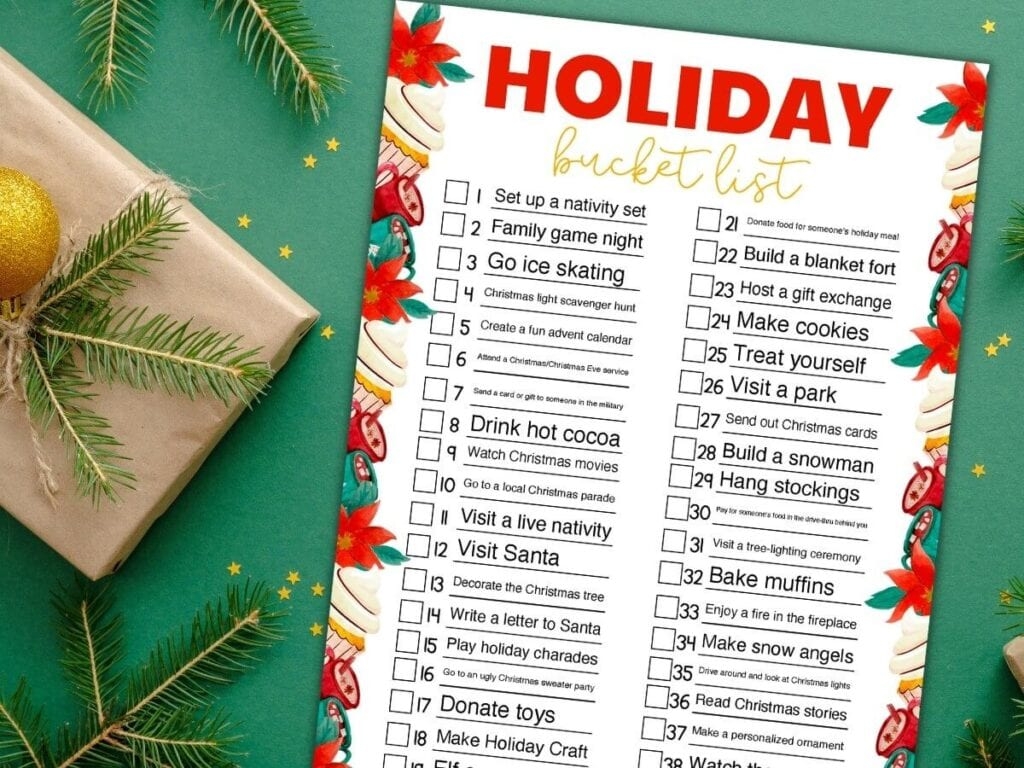 Christmas Bucket List Printable Editable