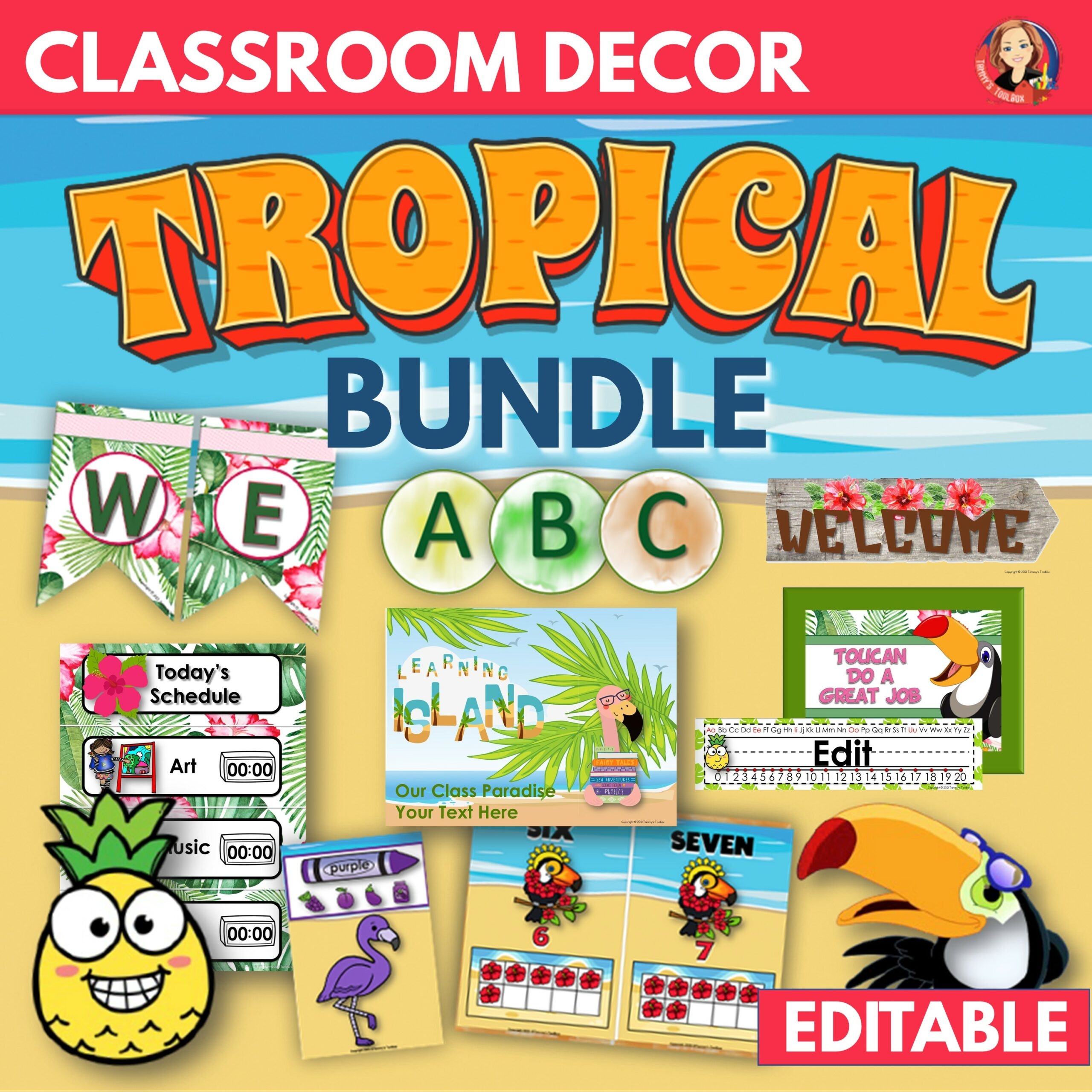 Tropical Classroom Decor Bundle Editable Made By Teachers