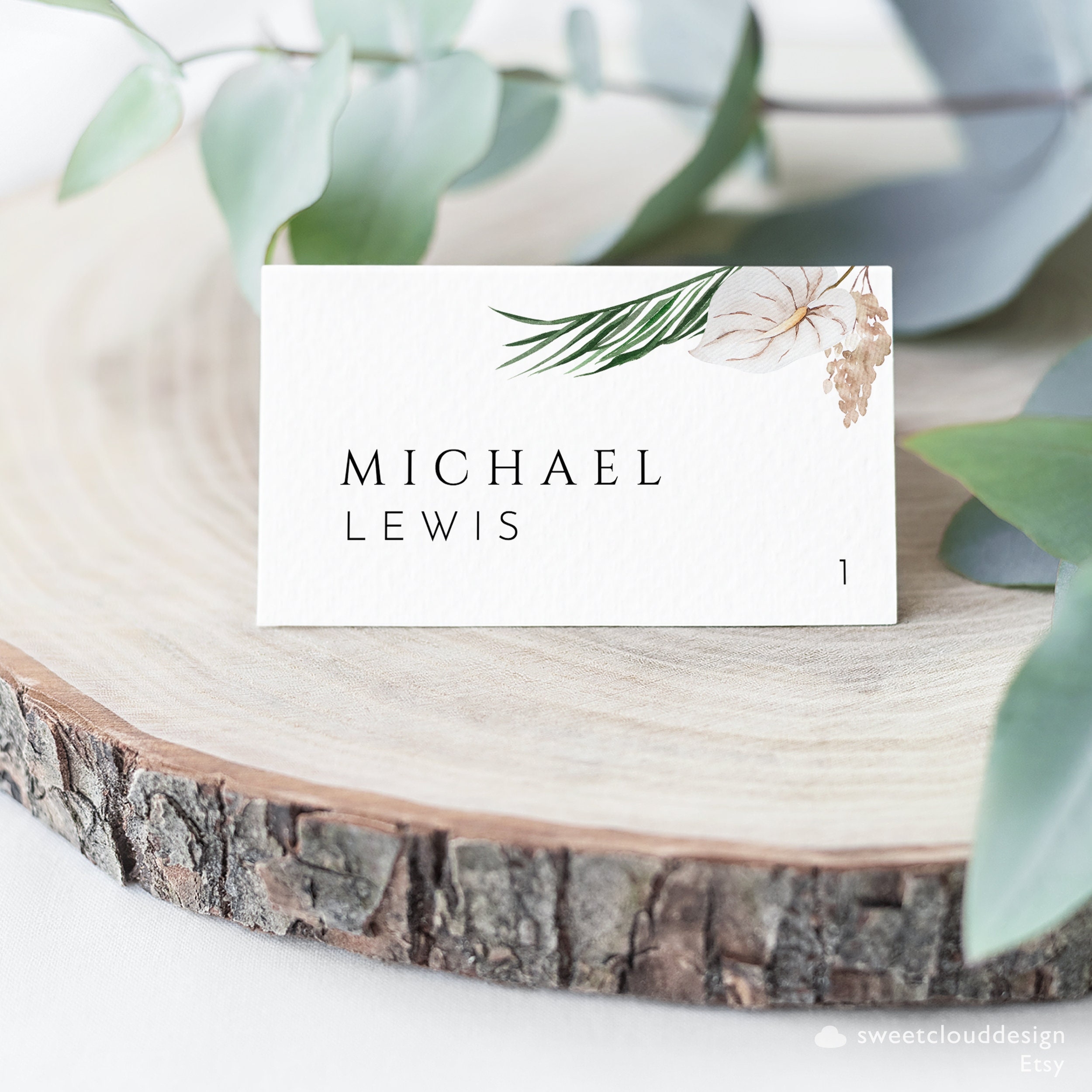 TROPICAL Place Cards Editable Name Card Template Boho Place Card Wedding Name Card Botanical Place Cards Bohemian Place Cards Editable Palle Etsy