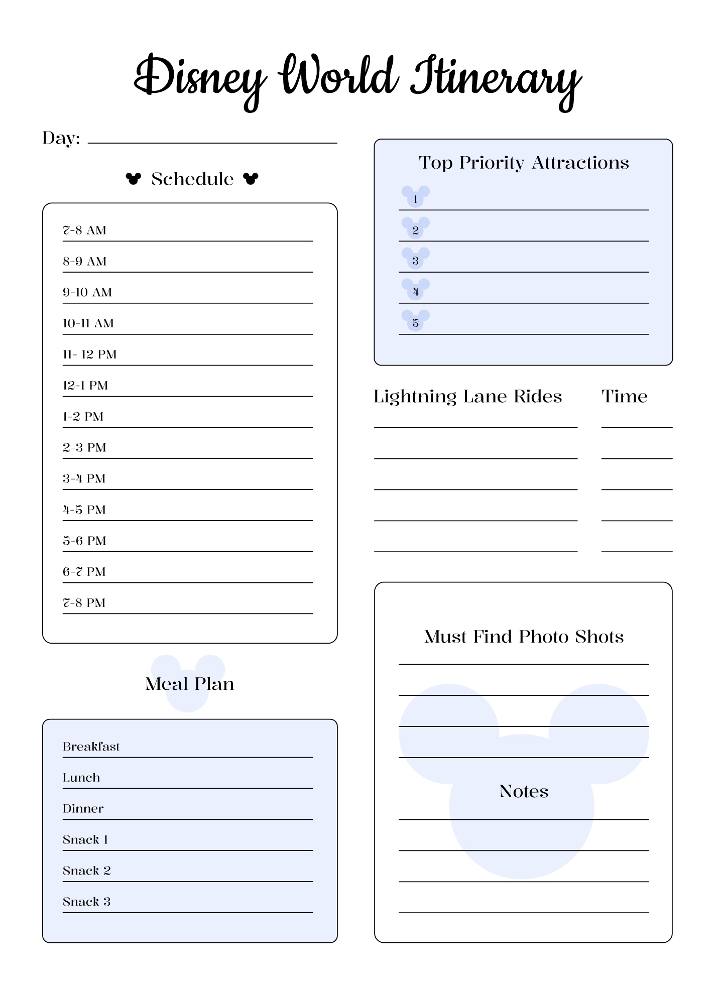 Ultimate Disney World Itinerary Free Google Docs Template Gdoc io