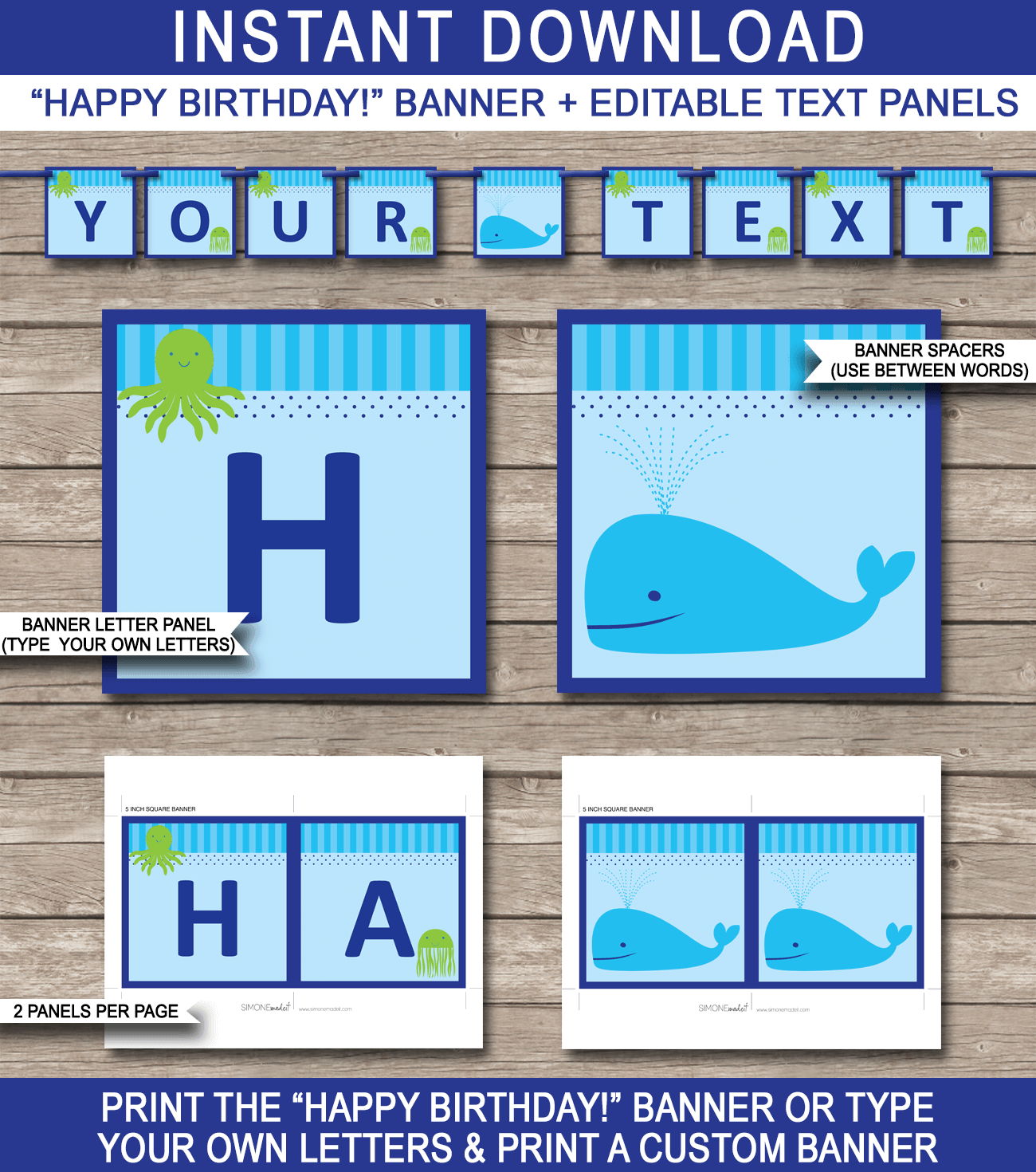 Under The Sea Party Banner Template Happy Birthday Pennant Banner