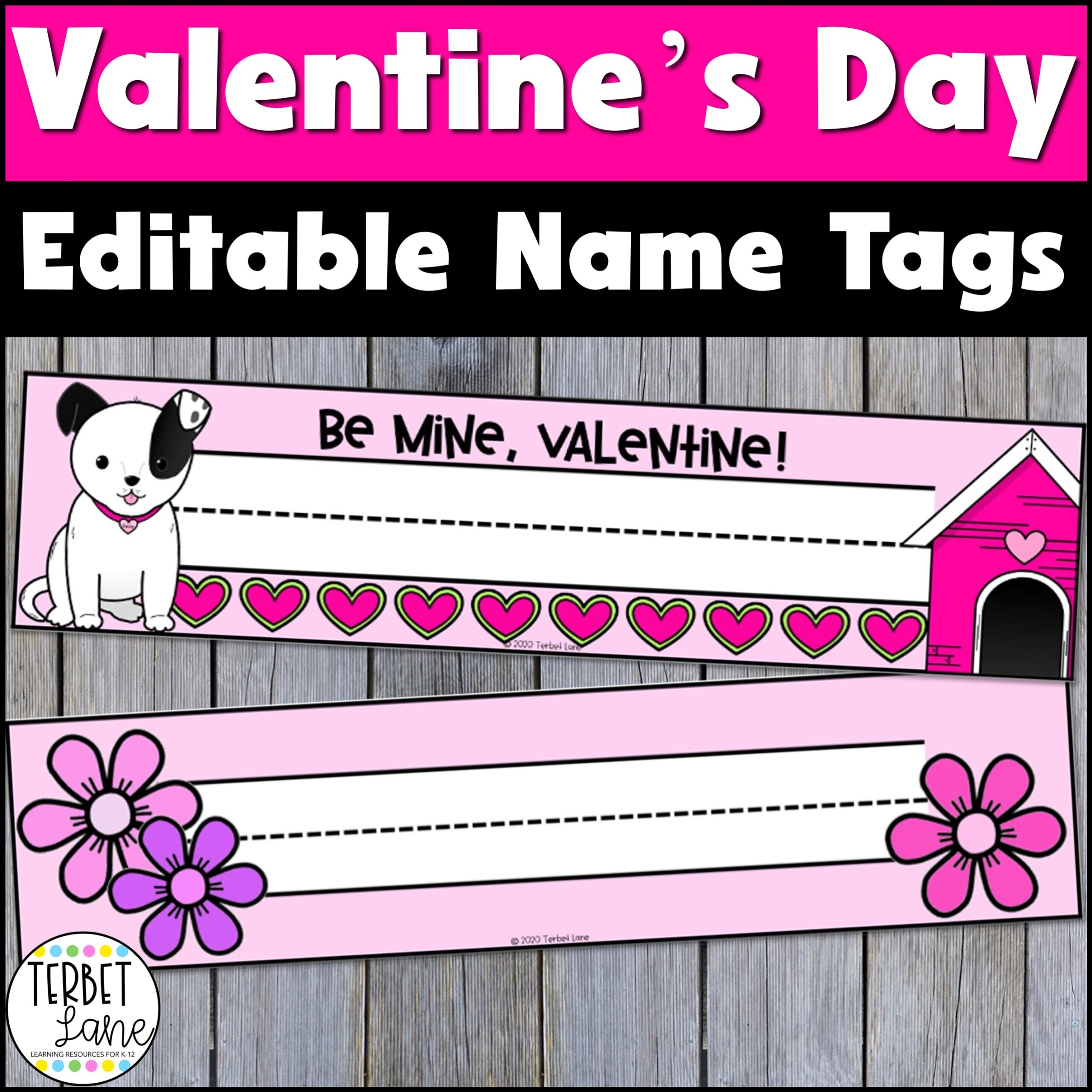 Valentine s Day Editable Desk Name Tags Made By Teachers