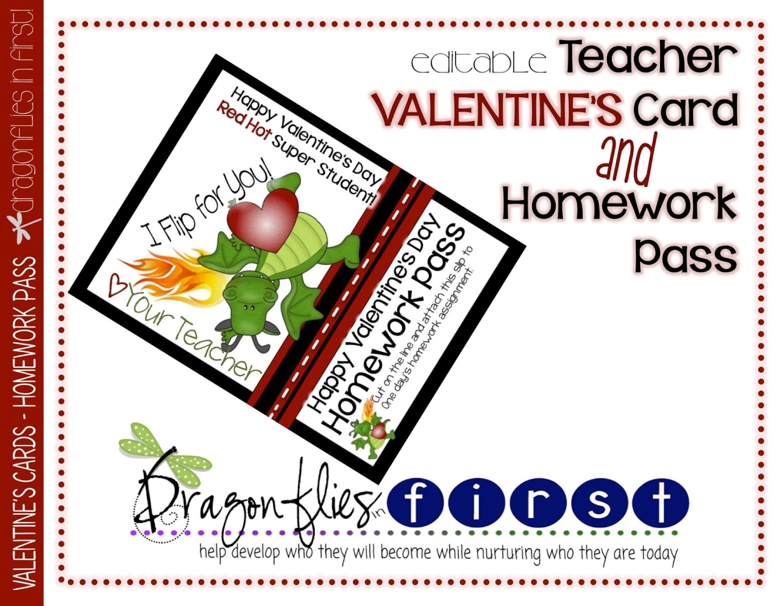 Valentine Homework Pass Editable Printable