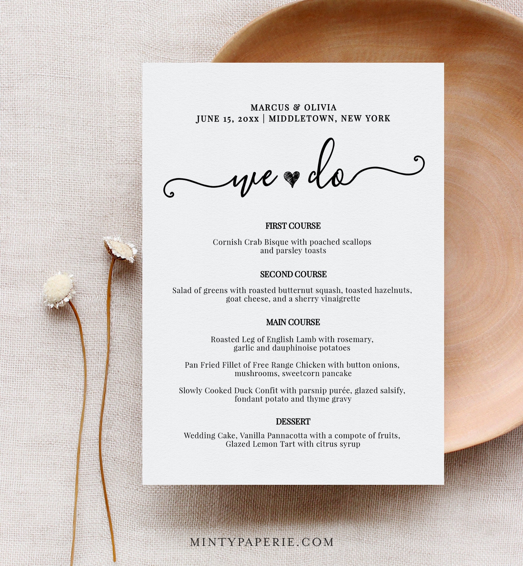 Wedding Menu Card Template We Do Printable Dinner Menu Heart Menu Editable Menu Template Instant Download Digital File 030 202WM