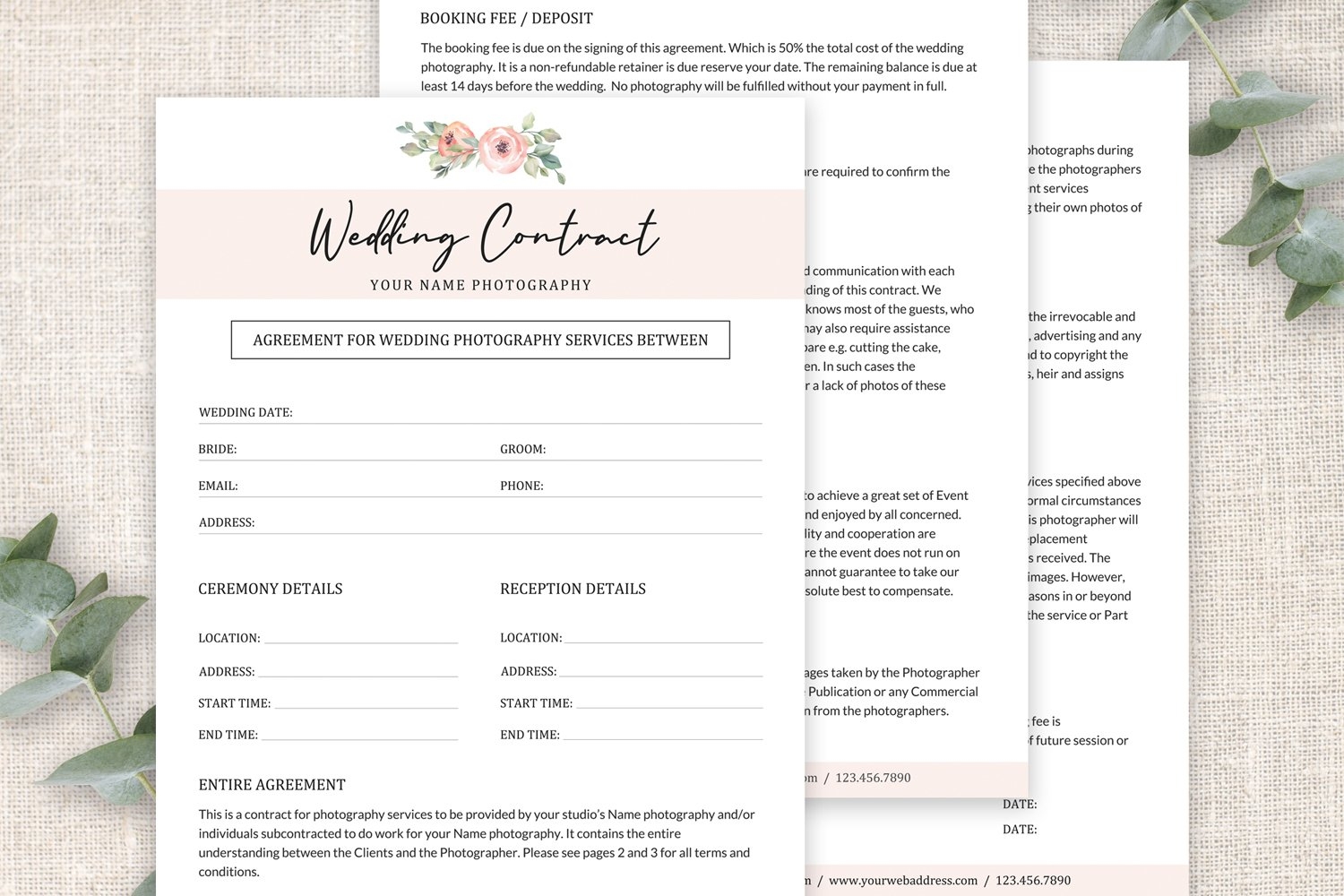 Wedding Photography Contract Template Wedding Agreement