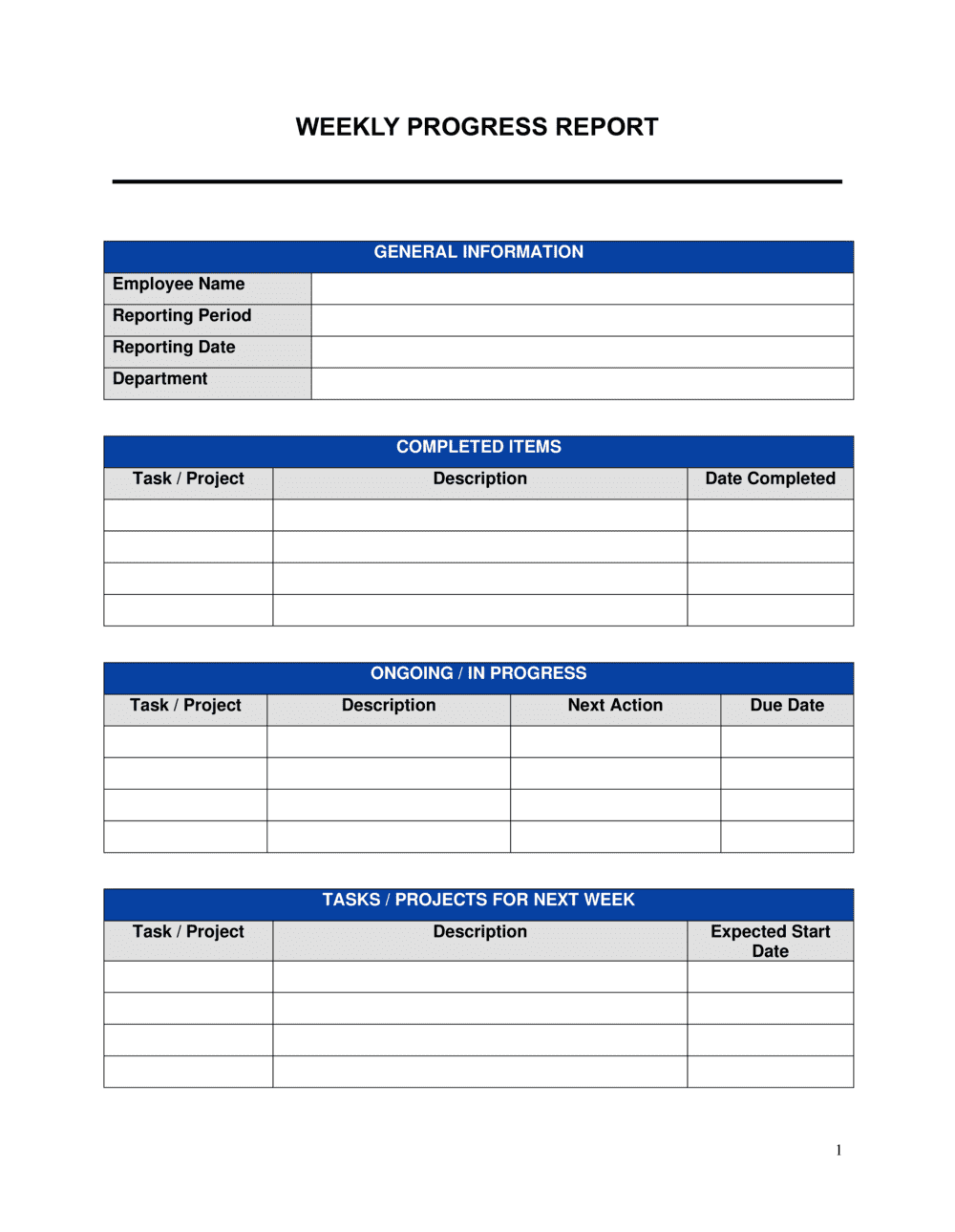 Weekly Report Template