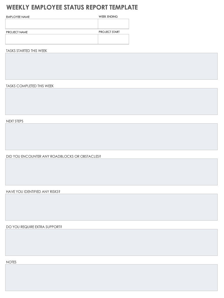 Editable Printable Weekly Item Report