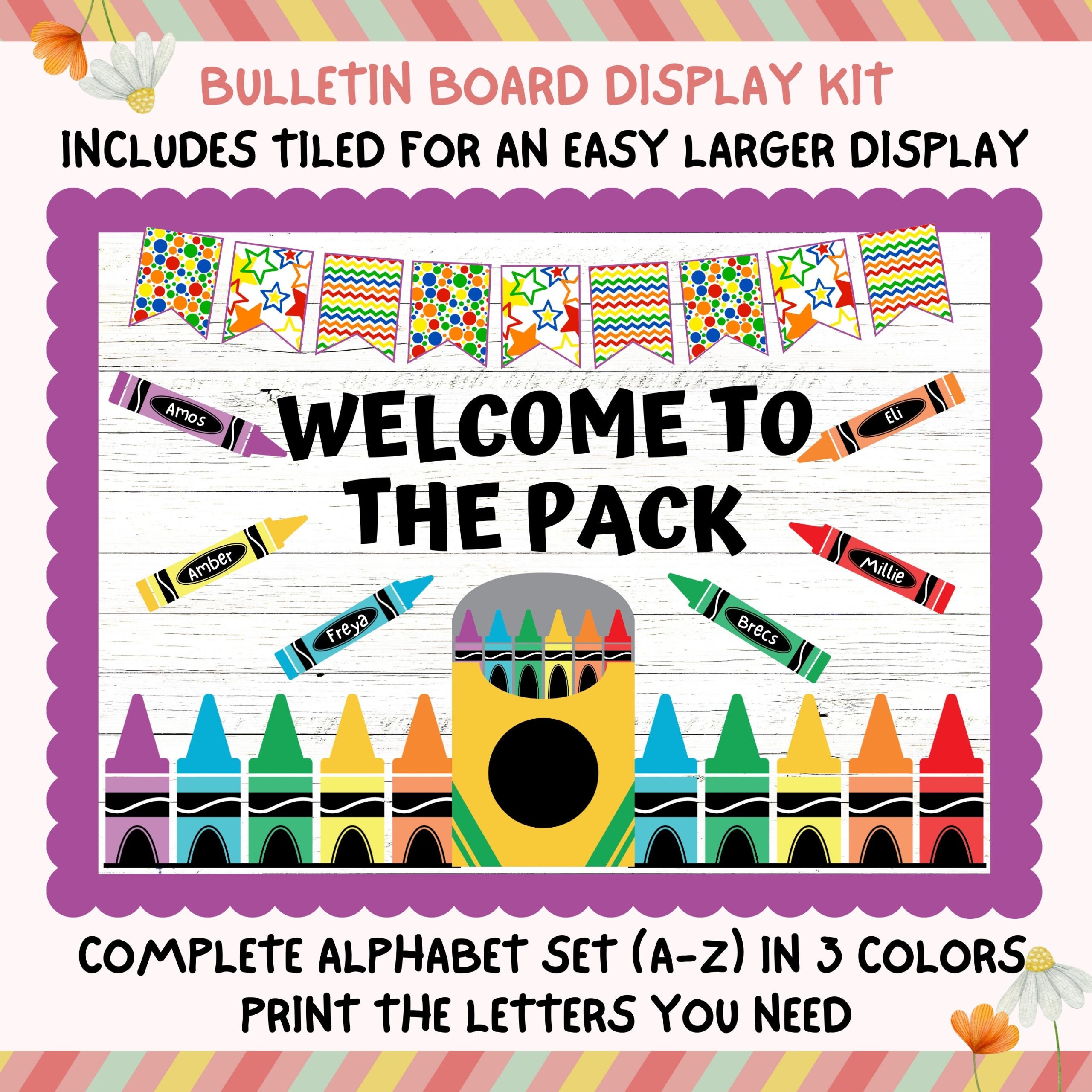 Welcome To The Pack Bulletin Board Kit Back To School Display Custom Words Printable Classroom Decor First Day Crayons Door Kit Etsy