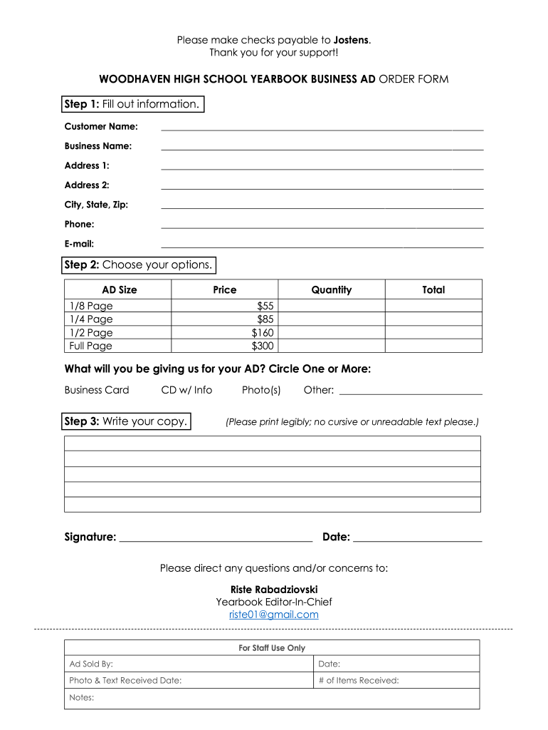 Yearbook Order Form Template Fill Out Sign Online DocHub