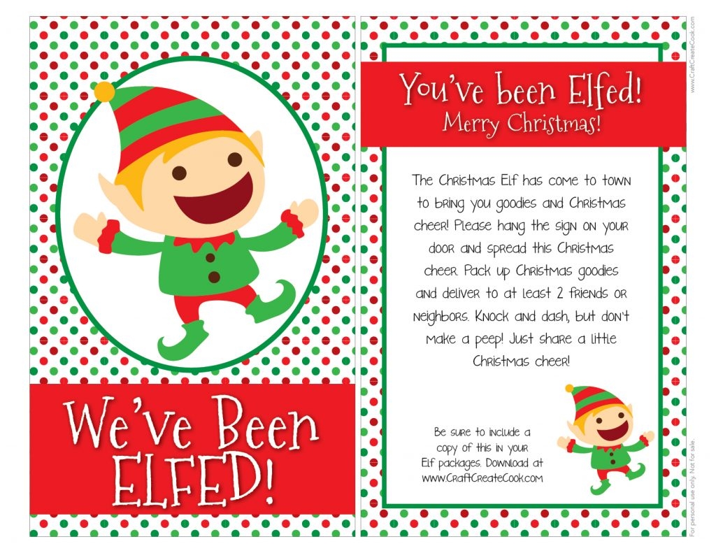 You ve Been Elfed With Free Printable Craft Create Cook