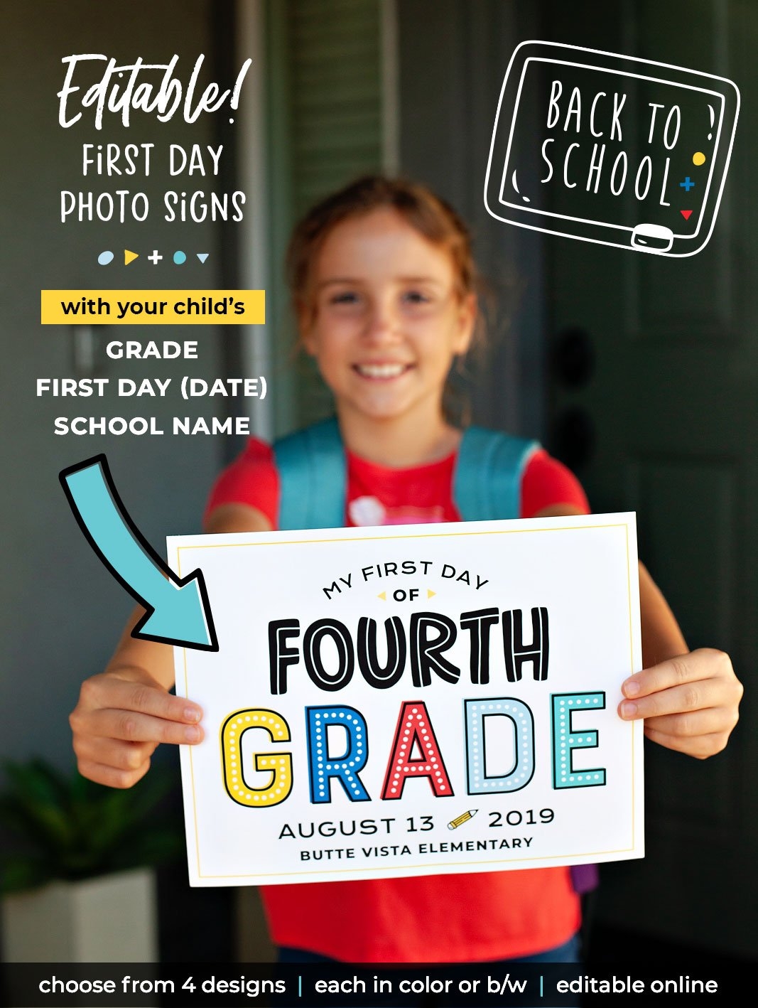 Your Editable First Day Of School Photo Signs Hostess With The Mostess 