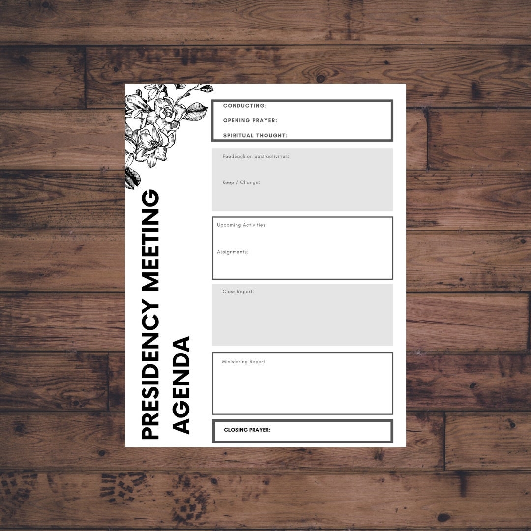 YW Presidency Meeting Agenda Young Women Agenda Young Women Presidency Meeting Yw Class Meeting Yw Printable Latter Day Saint Etsy