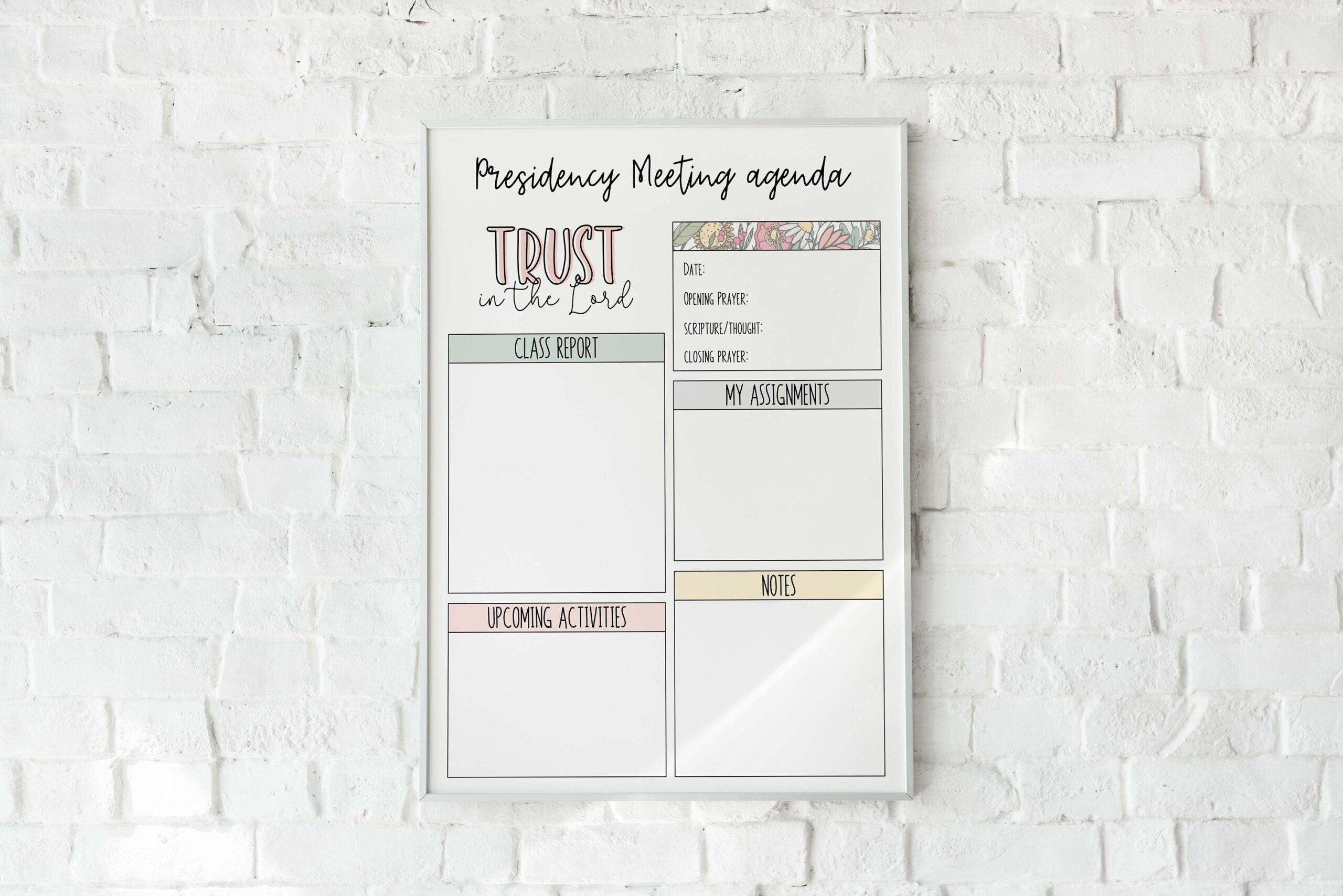 YW Presidency Meeting Agenda YW Class Meeting Trust In The Lord Young Women Printable The Church Of Jesus Christ Of Latter Day Saints Etsy